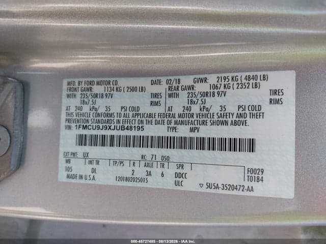 2018 FORD ESCAPE TITANIUM 9