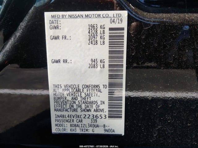2019 NISSAN ALTIMA 2.5 SL 9