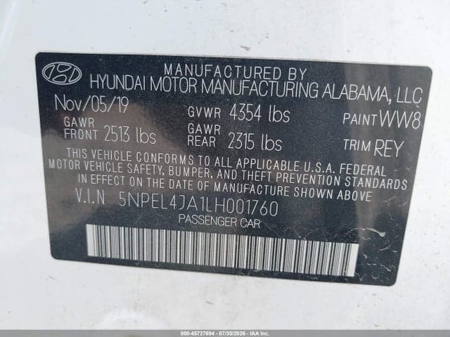 2020 HYUNDAI SONATA SEL 9