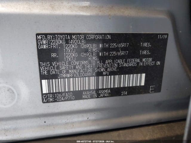 2020 TOYOTA RAV4 HYBRID XLE 9