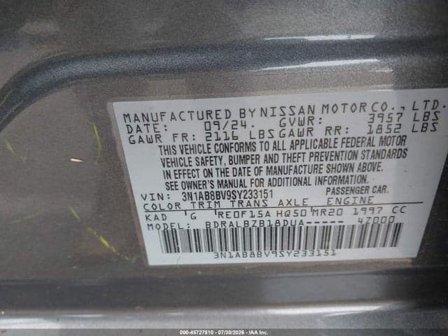 2025 NISSAN SENTRA S 9