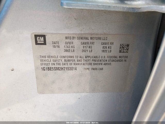 2017 CHEVROLET CRUZE LT AUTO 9