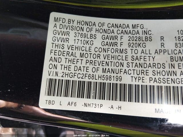 2020 HONDA CIVIC LX 9