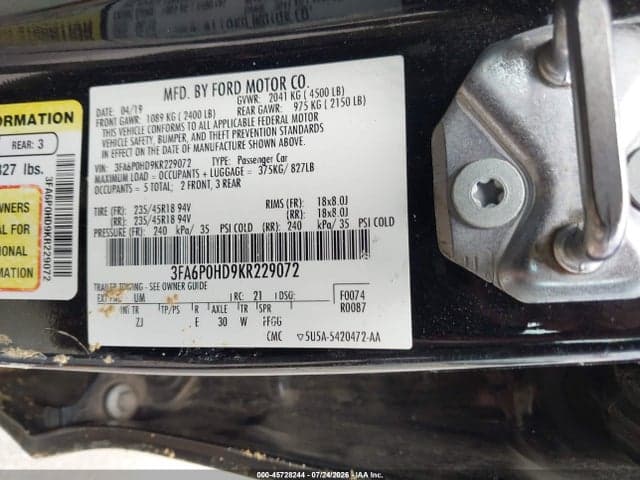 2019 FORD FUSION SE 9