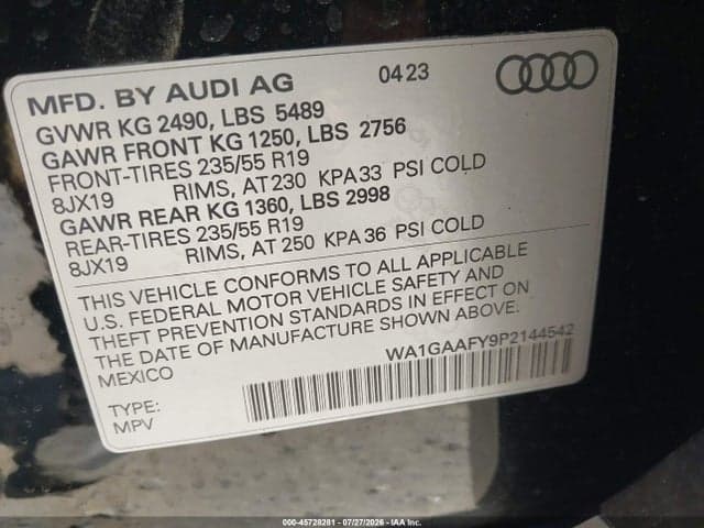 2023 AUDI Q5 PREMIUM 45 TFSI S LINE QUATTRO 9