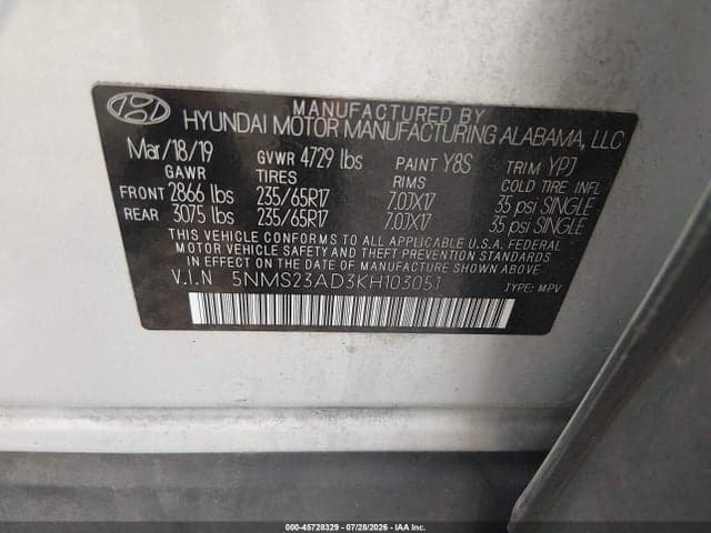 2019 HYUNDAI SANTA FE SE 9