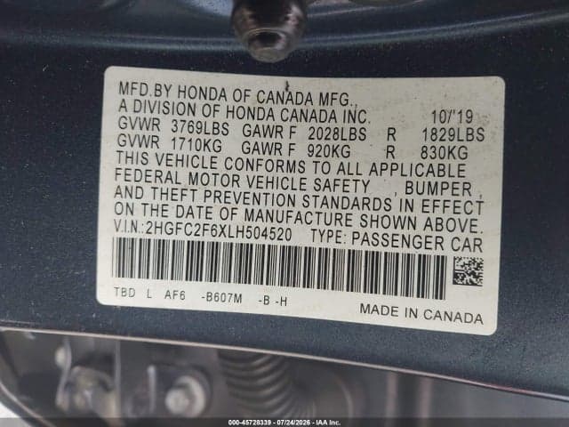 2020 HONDA CIVIC LX 9