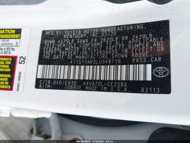2020 TOYOTA CAMRY SE 9
