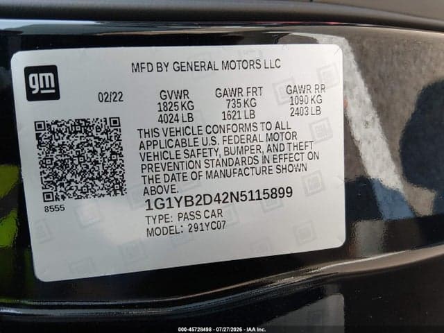 2022 CHEVROLET CORVETTE STINGRAY RWD 2LT 9