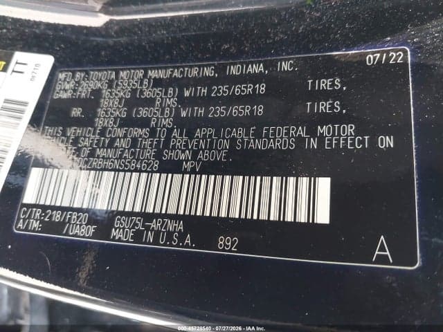 2022 TOYOTA HIGHLANDER L 9
