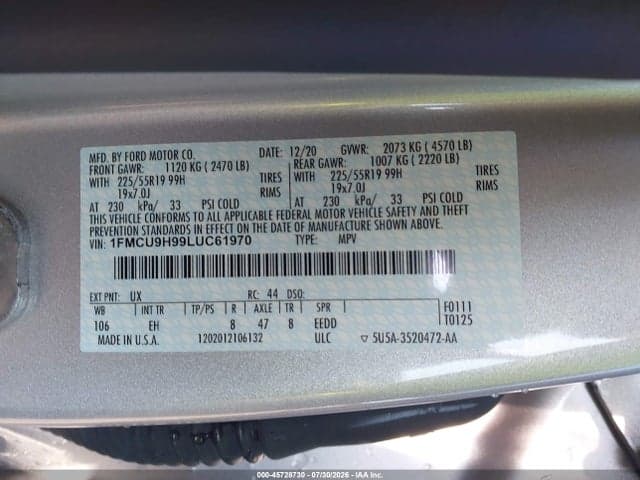 2020 FORD ESCAPE SEL 9