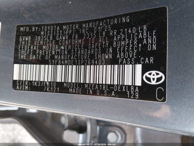 2025 TOYOTA COROLLA LE 9