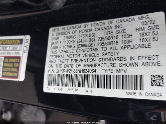 2022 HONDA CR-V AWD EX-L 9