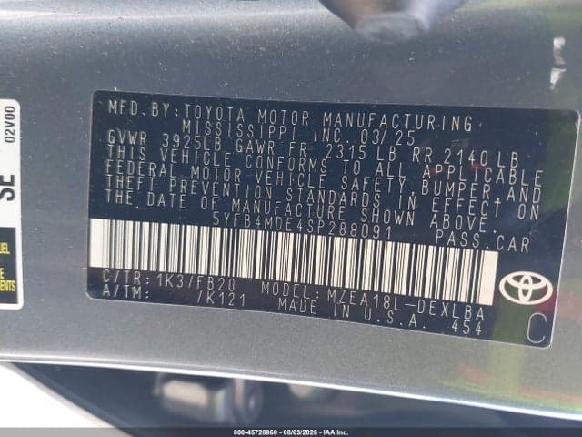 2025 TOYOTA COROLLA LE 9