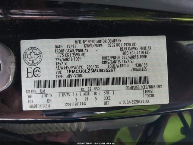 2021 FORD ESCAPE PHEV TITANIUM 9