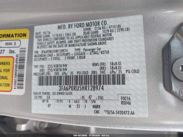 2017 FORD FUSION HYBRID TITANIUM 9