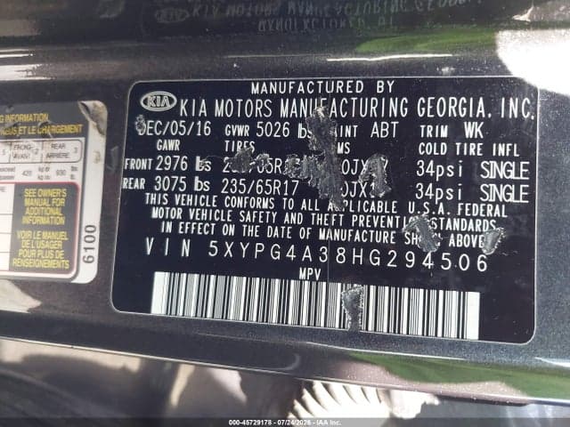 2017 KIA SORENTO 2.4L LX 9