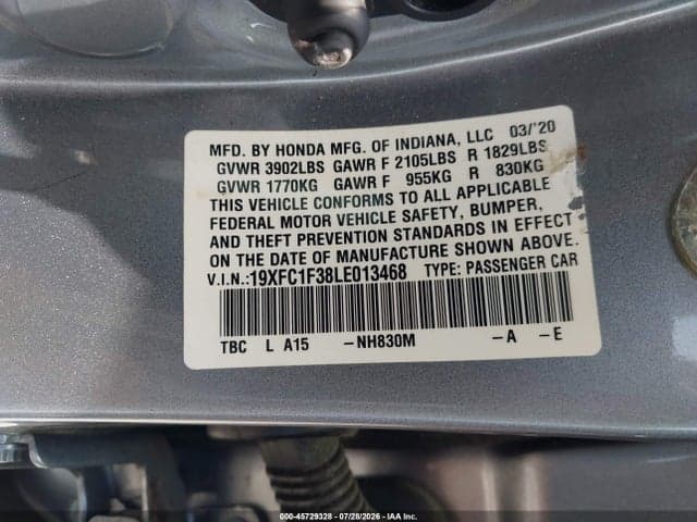 2020 HONDA CIVIC EX 9