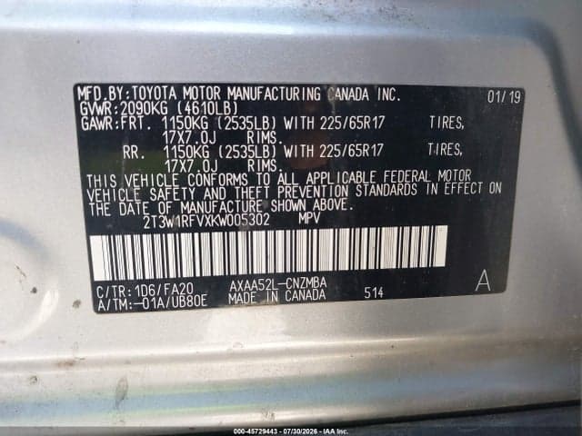 2019 TOYOTA RAV4 XLE 9