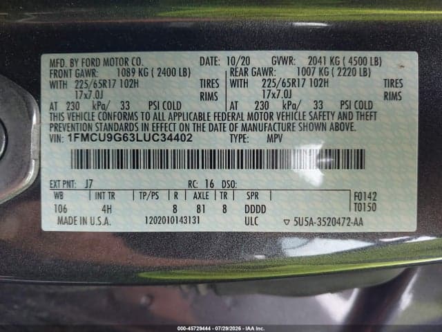 2020 FORD ESCAPE SE 9