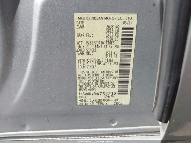 2017 NISSAN FRONTIER SV 9