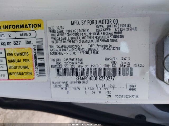 2017 FORD FUSION SE 9