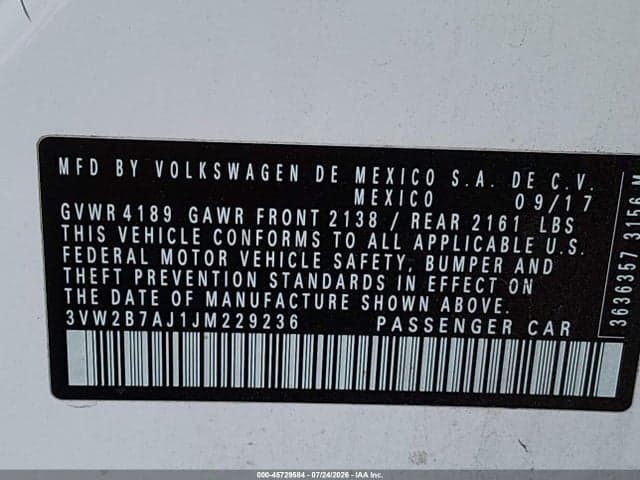 2018 VOLKSWAGEN JETTA 1.4T S 9