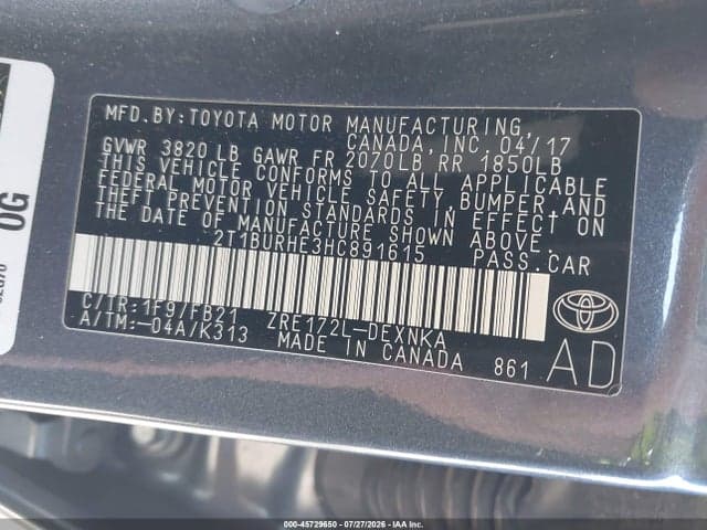 2017 TOYOTA COROLLA LE 9