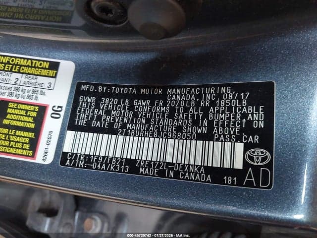2018 TOYOTA COROLLA LE 9