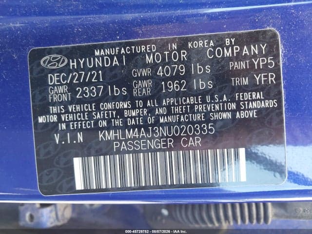 2022 HYUNDAI ELANTRA HYBRID BLUE 8