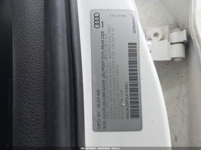 2020 AUDI A3 PREMIUM 40 TFSI FRONT-WHEEL DRIVE S TRONIC 9