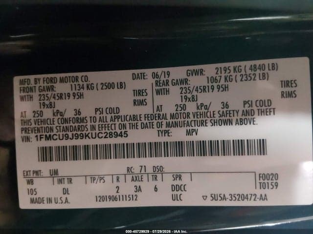 2019 FORD ESCAPE TITANIUM 9