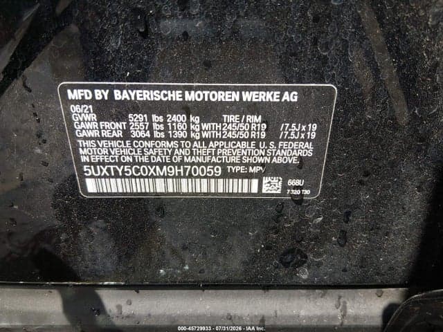 2021 BMW X3 XDRIVE30I 9