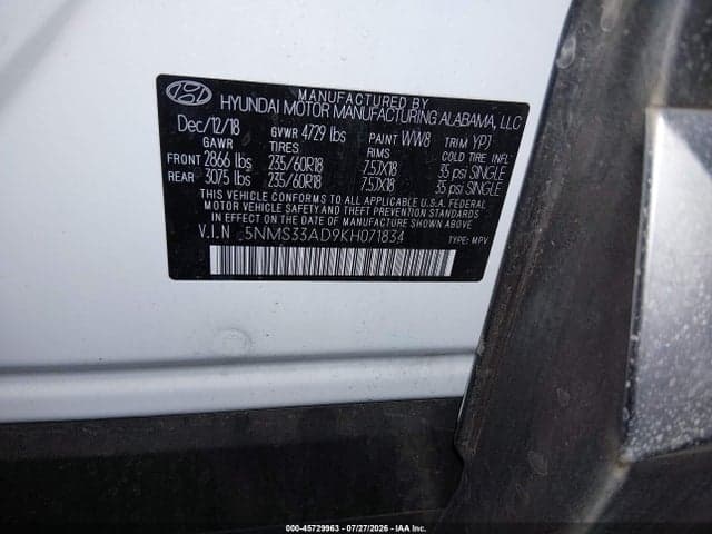2019 HYUNDAI SANTA FE SEL PLUS 9