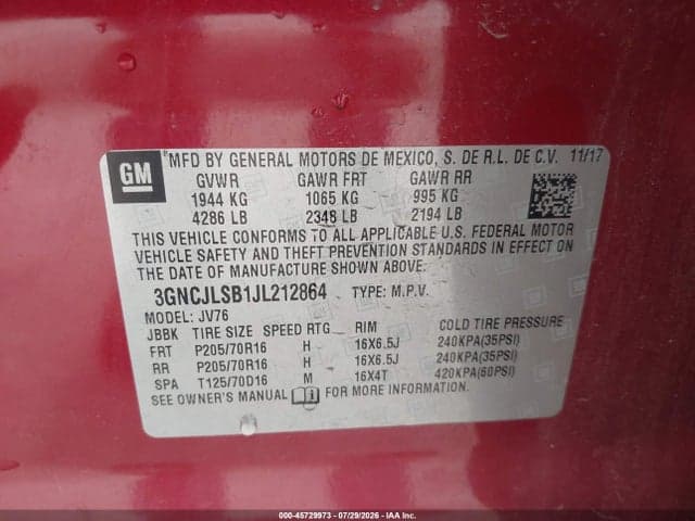 2018 CHEVROLET TRAX LT 9