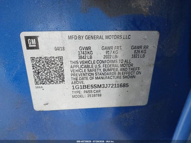 2018 CHEVROLET CRUZE LT AUTO 9