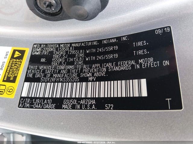 2019 TOYOTA HIGHLANDER LIMITED 9