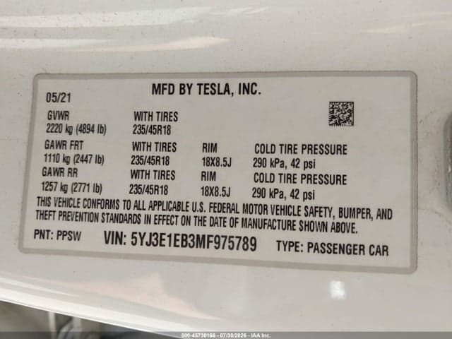 2021 TESLA MODEL 3 LONG RANGE DUAL MOTOR ALL-WHEEL DRIVE 9