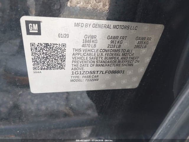 2020 CHEVROLET MALIBU FWD LT 9