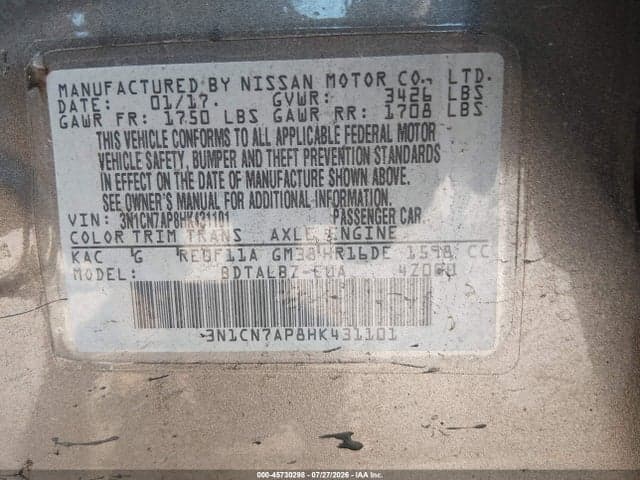 2017 NISSAN VERSA 1.6 SV 9