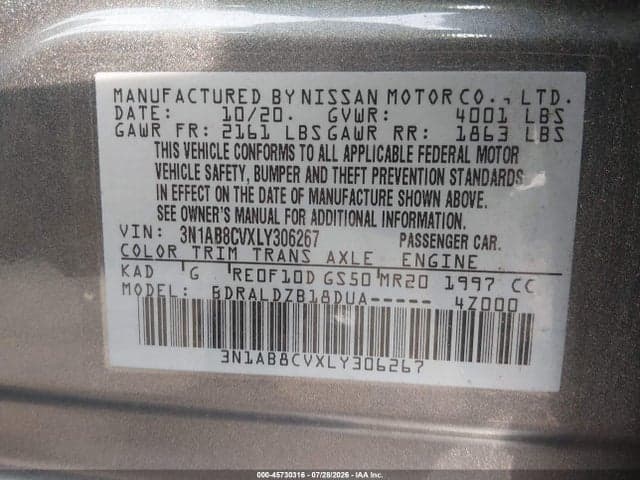 2020 NISSAN SENTRA SV XTRONIC CVT 9
