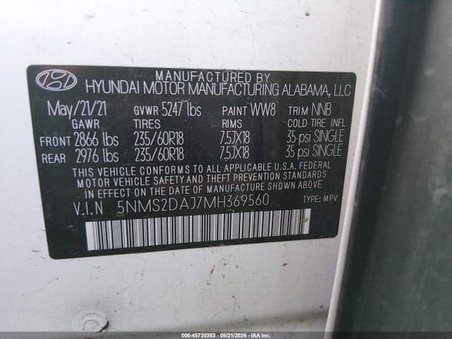 2021 HYUNDAI SANTA FE SEL 8