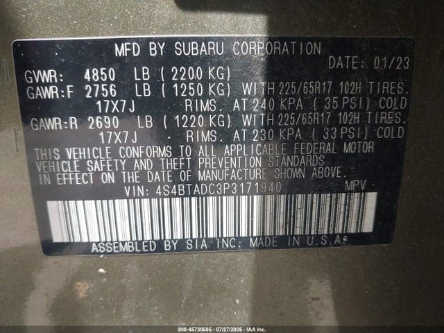 2023 SUBARU OUTBACK PREMIUM 9