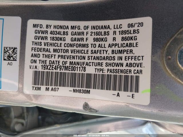 2021 HONDA INSIGHT TOURING 9
