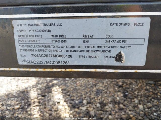 2021 MAX BUILT TRAILERS TRAILER 9
