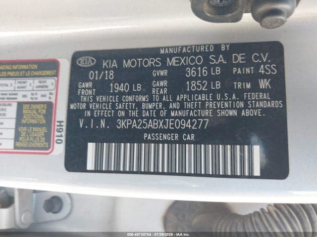 2018 KIA RIO LX 9
