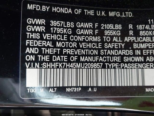 2021 HONDA CIVIC SPORT 9