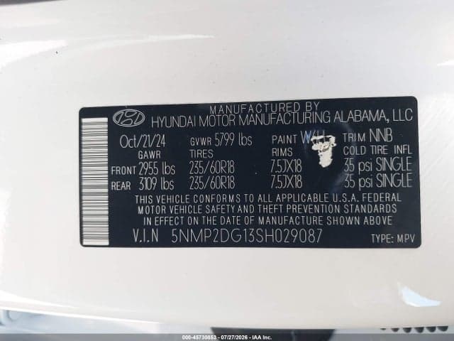 2025 HYUNDAI SANTA FE HYBRID SEL 9