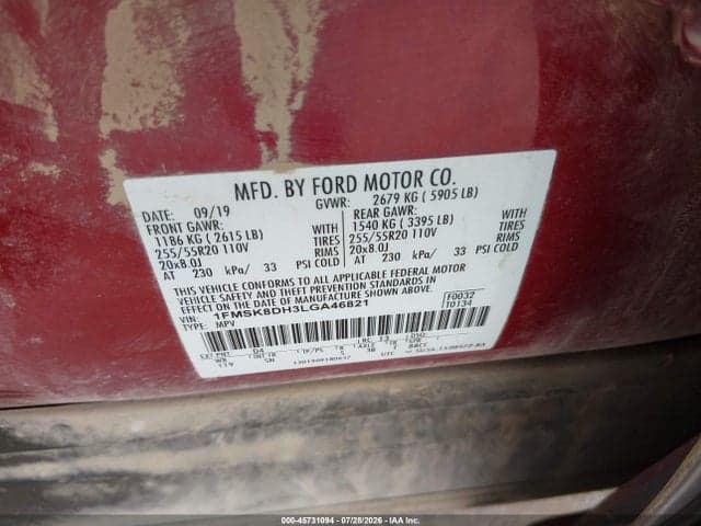 2020 FORD EXPLORER XLT 9