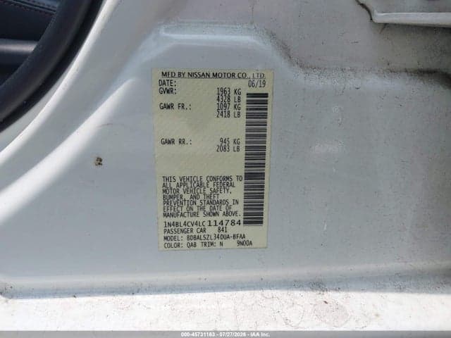 2020 NISSAN ALTIMA SR FWD 9